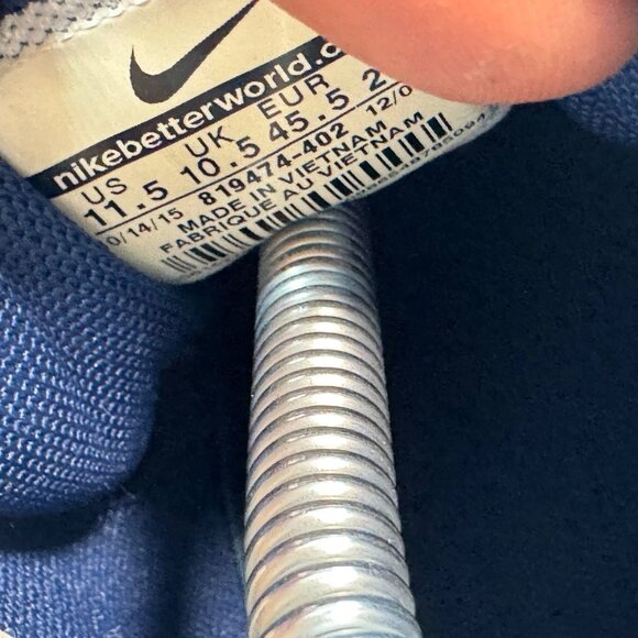 Size 11.5 Nike Air Max 90 Ultra Essential Mens Blue Running Sneakers 819474-402 - Picture 9 of 11